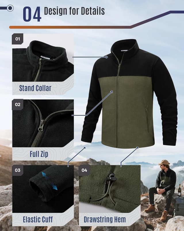 Detalle 2 de 33,000ft Herren Fleecejacke leicht als Übergangsjacke & Midlayer