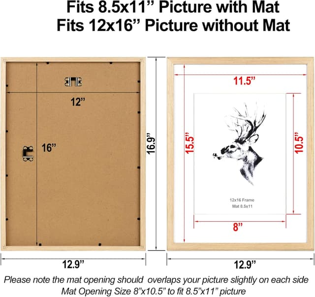 Detalle 2 de Yaetm 12x16 Picture Frame with Mat 4-pack 🖼