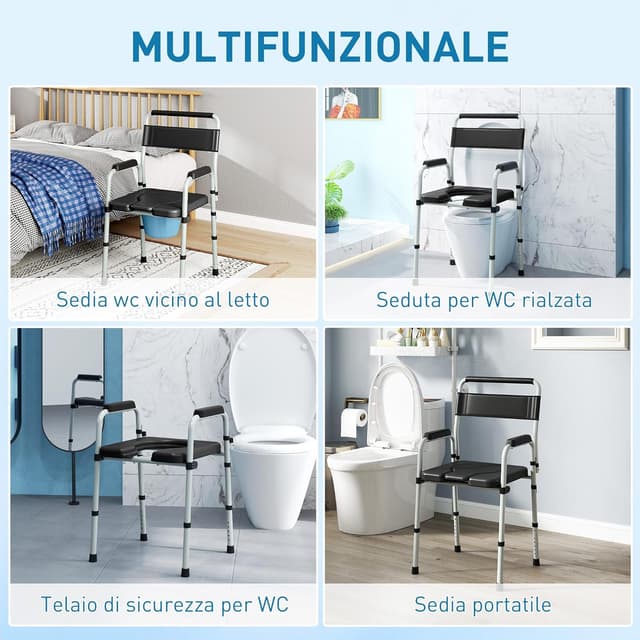 Detalle de HOMCOM Silla WC Plegable 150 kg