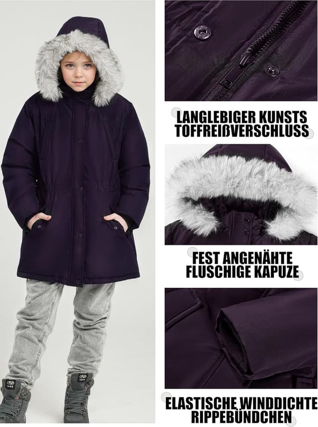 Detalle de maoo garden Mädchen-Wintermantel Wintermantel große Kinder – schwere Schnee- & Ski-Parka mit Kapuze