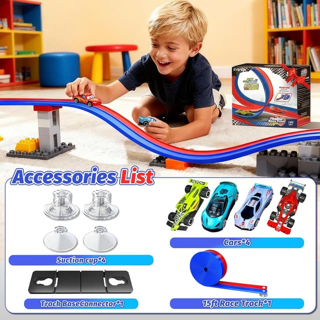 Thumbnail 6 de 15 Ft Flexible Race Car Track for Kids