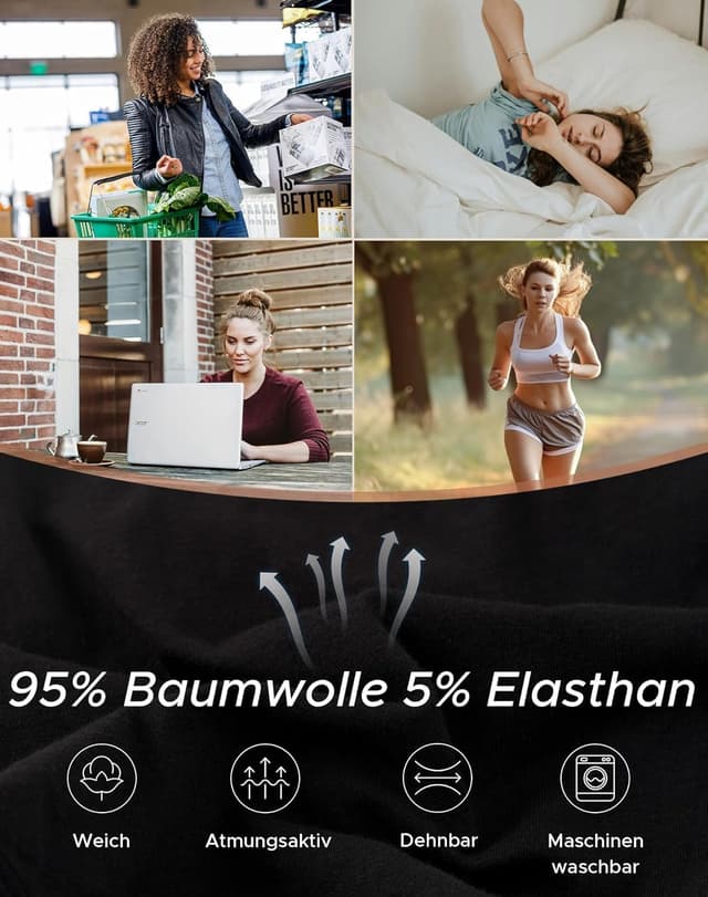 Detalle de INNERSY Damen-Unterhosen aus Baumwolle (Hipster, Mehrpack) – 6er-Pack