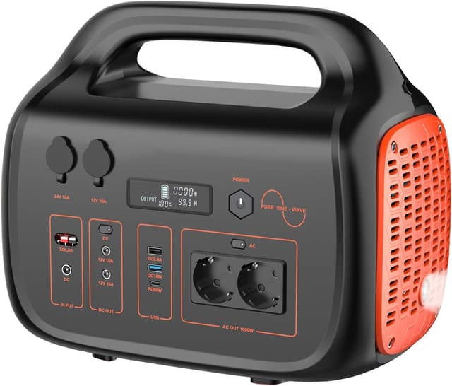 Detalle de WADA POWER Centrale Elettrica Portatile 1075Wh da 1000W con uscite PD/AC/DC/USB e batteria di backup