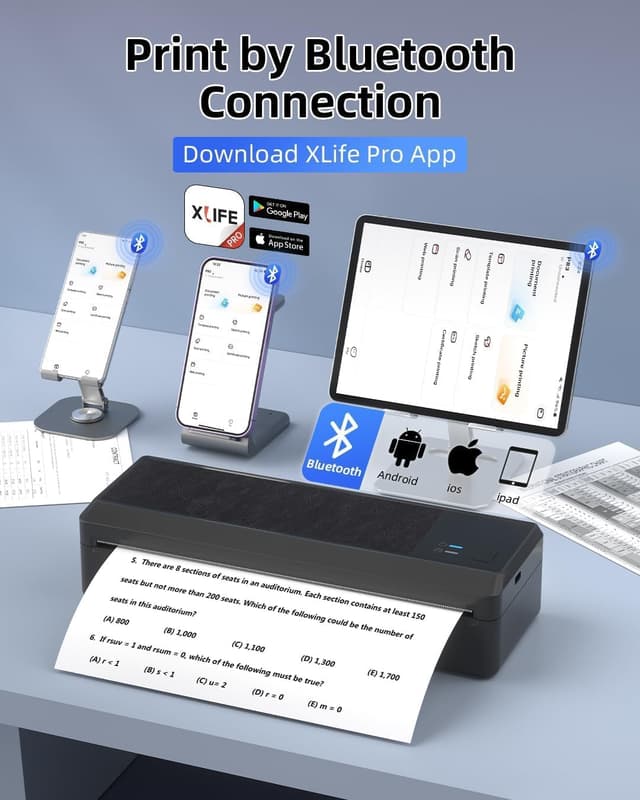 Detalle de BORN4SHIP Thermodrucker A4 (P83) – tragbarer mobiler Bluetooth-Drucker für iOS & Android, auch per USB