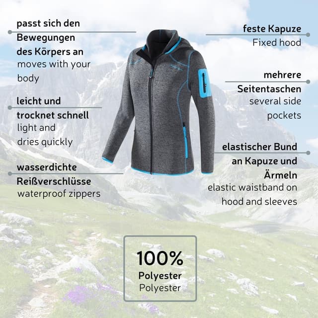 Detalle 2 de Giacca di pile Black Crevice con cappuccio