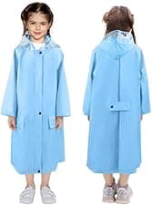 Detalle de LAMA Regenmantel Kinder – leichter Regenponcho mit Kapuze & Rucksackabdeckung (M/L/XL)