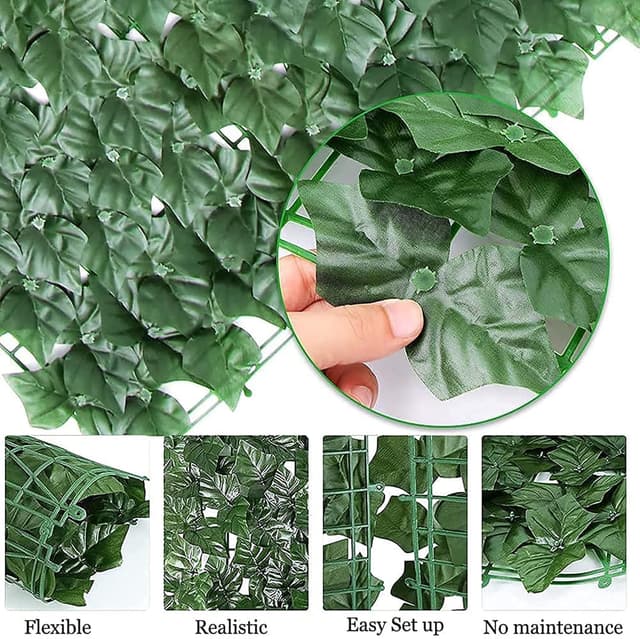 Detalle de FUOBECIE Artificial Ivy Fence Screen 1 x 3m