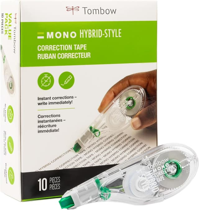 Detalle de Tombow MONO Hybrid Correction Tape (10-Pack) with Easy Side-Action Applicator