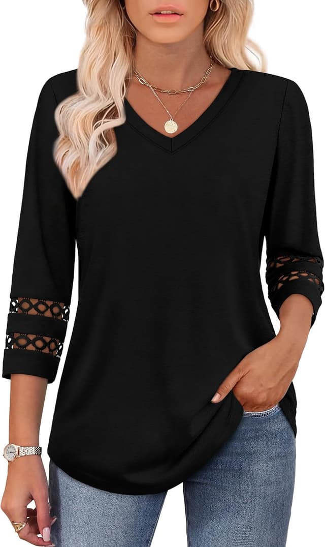 Detalle 2 de Womens 3/4 sleeve V neck blouse