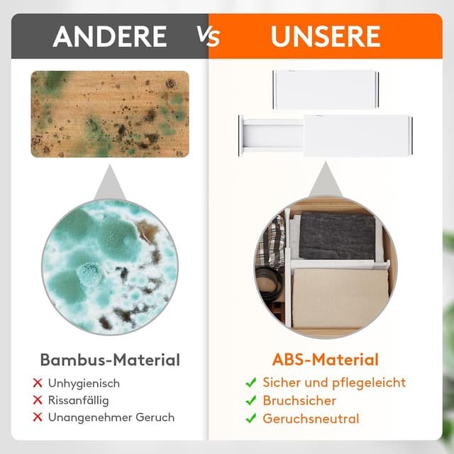 Detalle 2 de Lifewit 8er-Set Schubladentrenner, verstellbar (34–50 cm) für Küche, Kleiderschrank & Schreibtisch – weiß