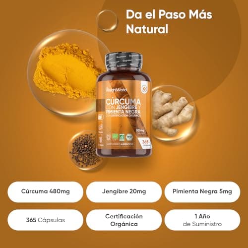 Detalle 2 de WeightWorld Cúrcuma Pimienta 365 cápsulas