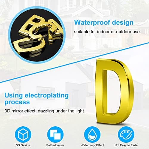 Detalle 2 de Vicloon Plaque numéro maison moderne 3D Or