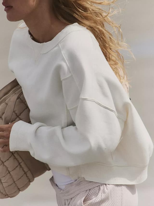 Detalle de Dressmine Women’s oversized cropped long sleeve sweatshirt/crewneck jumper