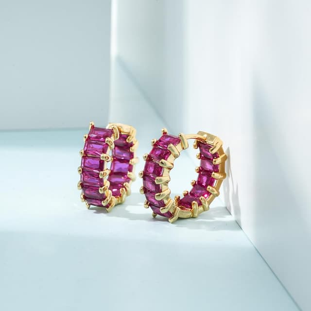 Detalle de MESOVOR créoles zircon cubique plaqué or 18K – boucles d’oreilles cercle multicolores