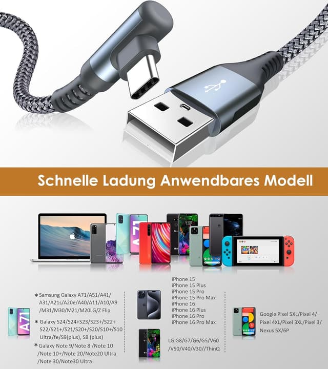 Thumbnail 4 de USB C Kabel 3.1A 3M Schnellladung