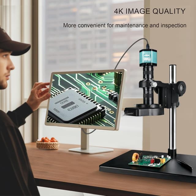 Detalle 2 de RUZIZAO Digital Mikroskop 48MP/4K (HDMI & Typ-C) mit 150X Objektiv und 56 LED-Ringlicht