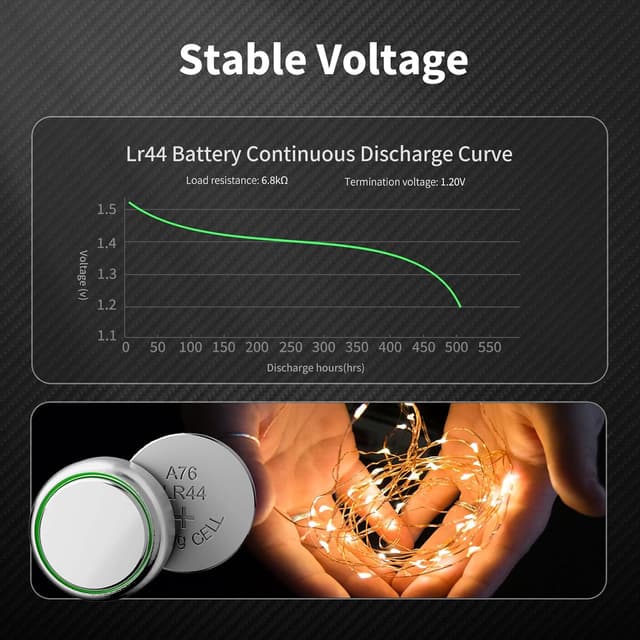 Detalle de NICEBATT LR44 Batteries 60 Pack (AG13, L1154F 357 303 SR44 A76) Premium Alkaline 1.5V Coin Cell