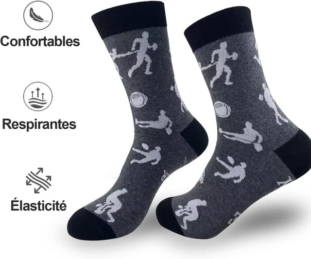 Detalle de PLAYFUL SMILE chaussettes humour homme 43-46 (rugby) : idée cadeau pour papa, grand-père et ado