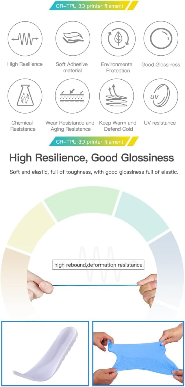 Thumbnail 1 de Creality CR TPU Rojo 1.75mm - Filamento Elástico de 1KG 🧵