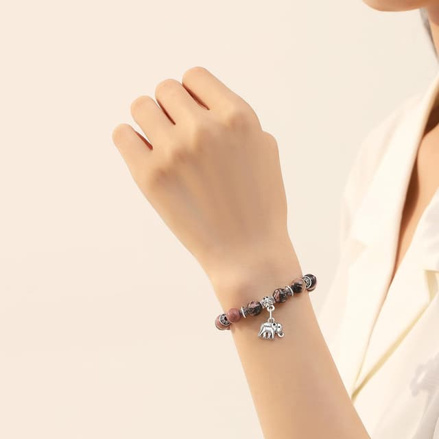 Detalle de XIANNVXI 8mm Crystal Elephant Bracelet – good luck & strength beaded jewellery gift