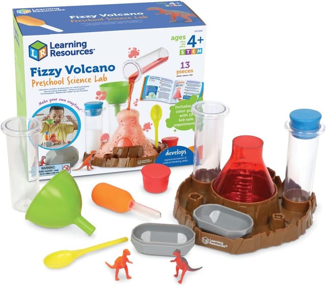 Detalle de Learning Resources Fizzy Volcano 13-Piece Preschool Science Lab Kit (Ages 4+)
