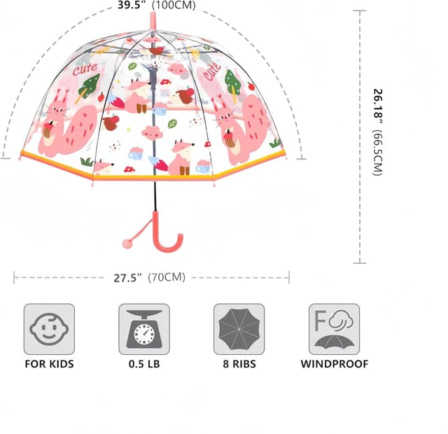 Detalle de Generic Kids Bubble Umbrella with Transparent Dome Canopy (Windproof, Auto-Open, Child-Safe Closure)