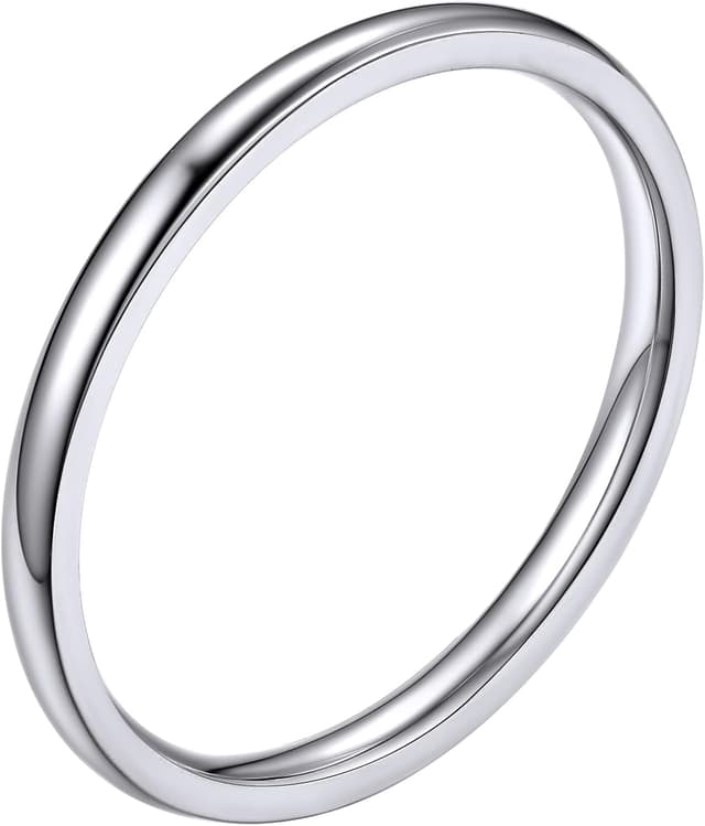 Detalle de Bestyle Bagues simples en acier inoxydable 316L : anneau unisexe 2/4/6/8 mm, tailles 54 à 67