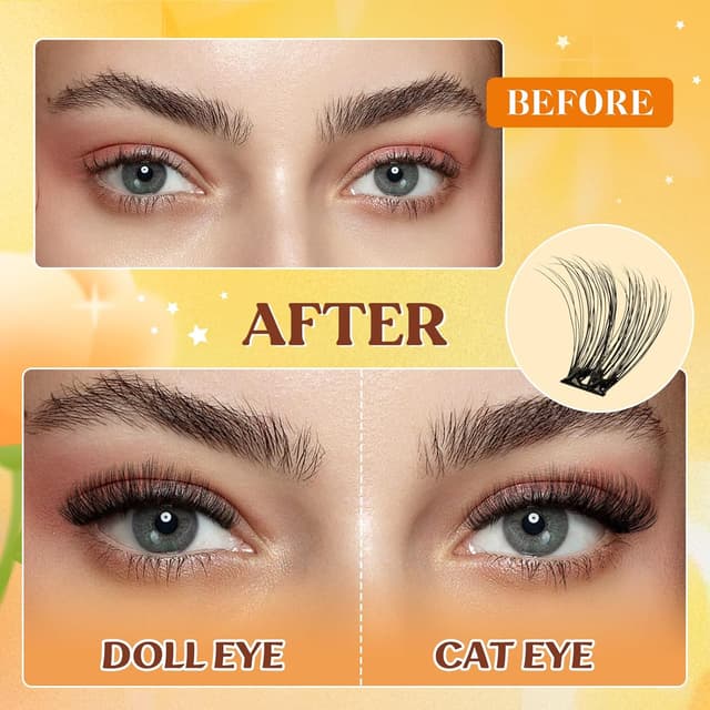 Detalle 2 de QUEWEL Selbstklebende Wimpern-Extensions (60 Stück) – 10–16 mm, wiederverwendbare Cluster ohne Kleber