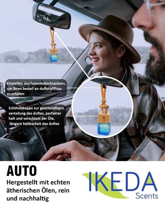 Detalle de Auto Duft Lufterfrischer (Duftbaum) für den Rückspiegel – Aufhänger gegen Gerüche, bis zu 45 Tage Duft