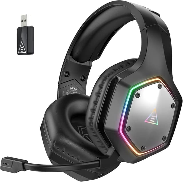 Detalle de EKSA Wireless Gaming Headset für PS4/PS5/PC – 2,4G-USB, 7.1, ENC-Mikrofon und bis zu 36 Stunden Laufzeit
