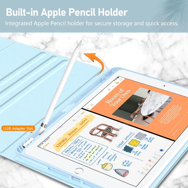 Thumbnail 6 de FINTIE Tastatur Hülle für iPad 10,2 Zoll (9./8./7. Gen., 2019–2021) mit QWERTZ, TPU-Rückschale und Stifthalter – Himmelblau