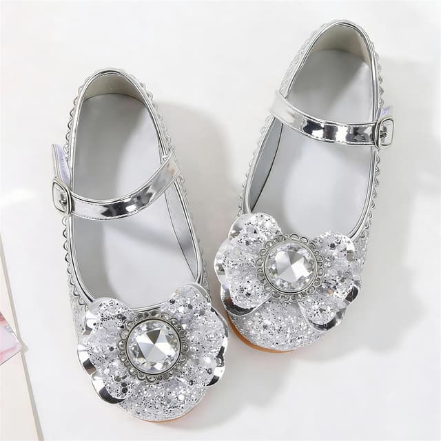 Detalle de FStory&Winyee Mädchen Prinzessin-Sandalen mit Glitzer, Kristall-Optik & Elsa-Brosche (Zubehör für Kostüm, Karneval & Party)