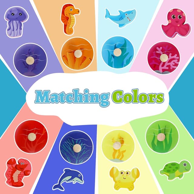 Detalle de LZDMY Wooden Montessori Ocean Puzzles & Sorting Toy (8 sea animals)