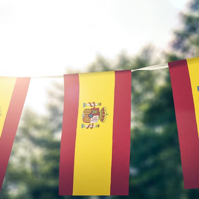 Detalle de jijAcraft Spanien-Fahnenkette (11 m) mit 40 doppelseitigen Flaggen, 14 x 21 cm