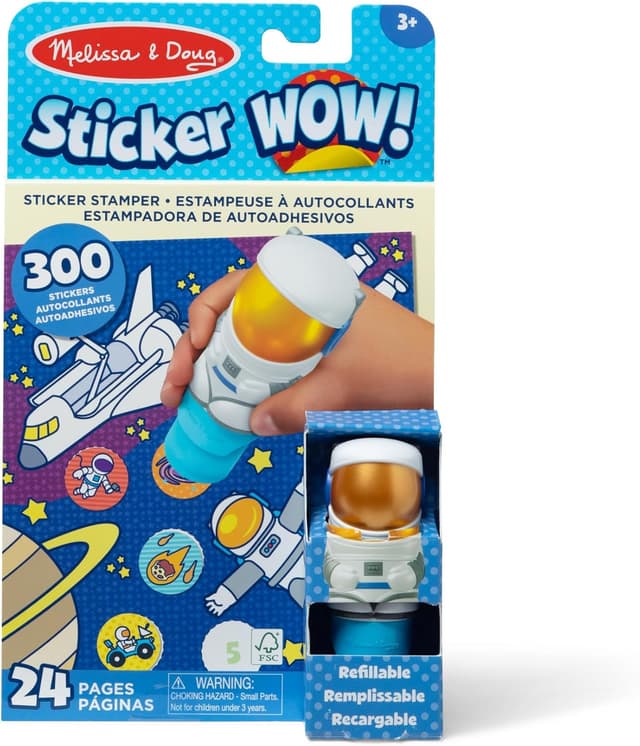 Detalle de Melissa & Doug Sticker WOW! 24-Page Activity Pad and Sticker Stamper (Astronaut Atlas) with 300 Stickers