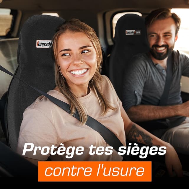 Detalle 2 de upgrade4cars – Lot de 2 housses de siège voiture universelles imperméables, noir