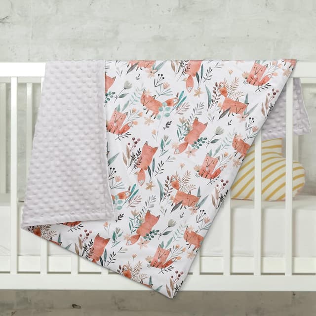 Detalle de Soarwg Kids Baby Blanket (Little Fox) – 75x100cm soft plush newborn blanket with dotted micro fleece backing