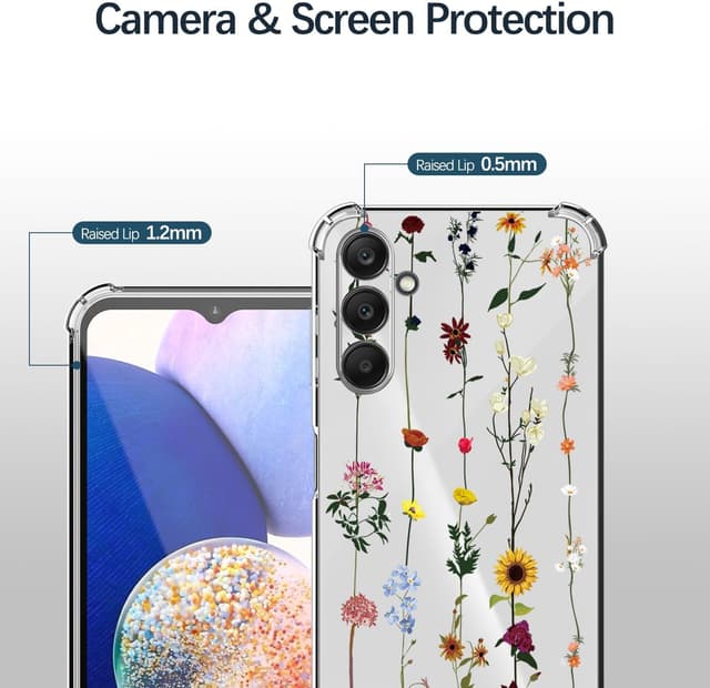Detalle de ChoosEU Transparente Hülle für Samsung Galaxy A25 5G – dünnes TPU/Silikon Case mit Blumenmotiv