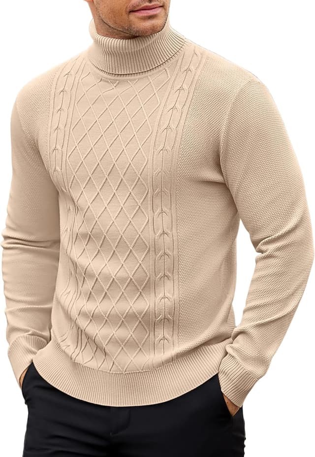 Detalle de COOFANDY pull col roulé homme en maille