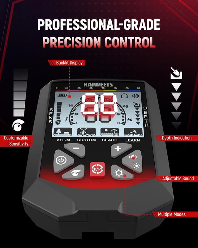 Thumbnail 6 de KAIWEETS Metal Detector professionali ultraleggero IP68 con display LCD e 6 modalità