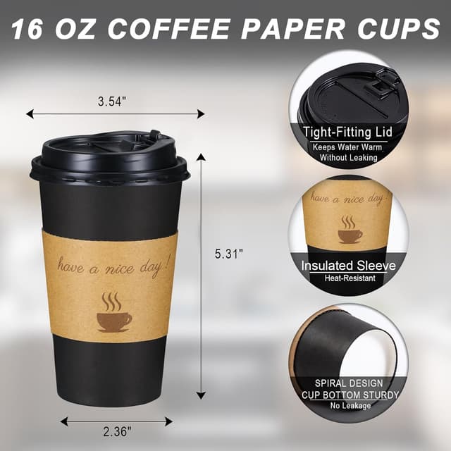 Detalle 2 de Lamosi 16 oz Coffee Cups 50 Pack