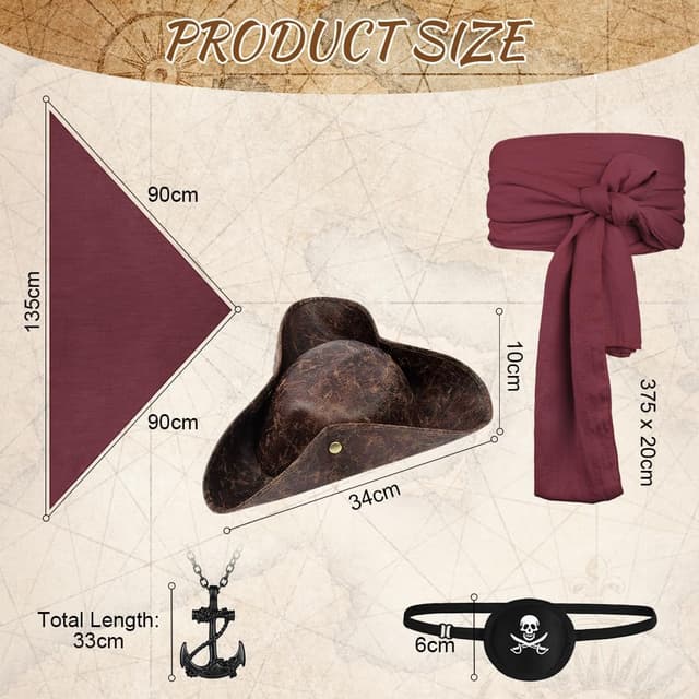 Thumbnail 1 de Alaoo Accesorios Disfraz Capitán Pirata 7 piezas