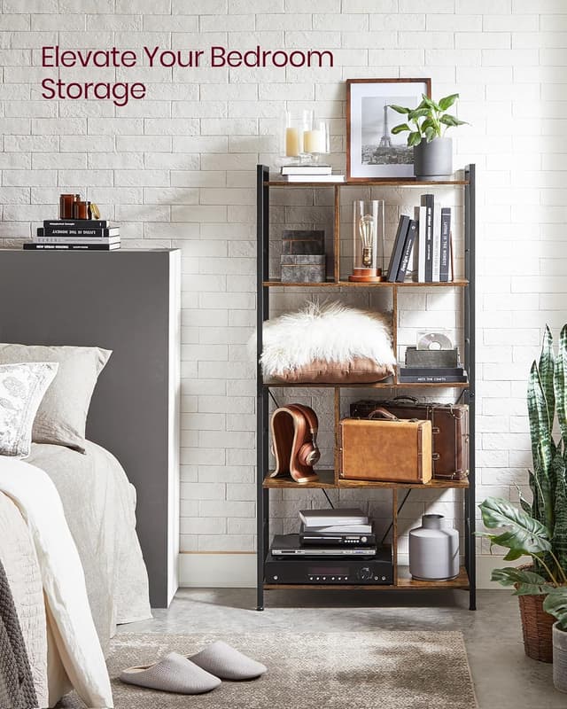 Detalle de VASAGLE LBC121B01 bookcase storage 5 tiers
