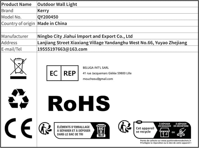Thumbnail 6 de Kerry Wall Light outside front door lighting – IP44 mains powered E27 curved stainless steel sconce
