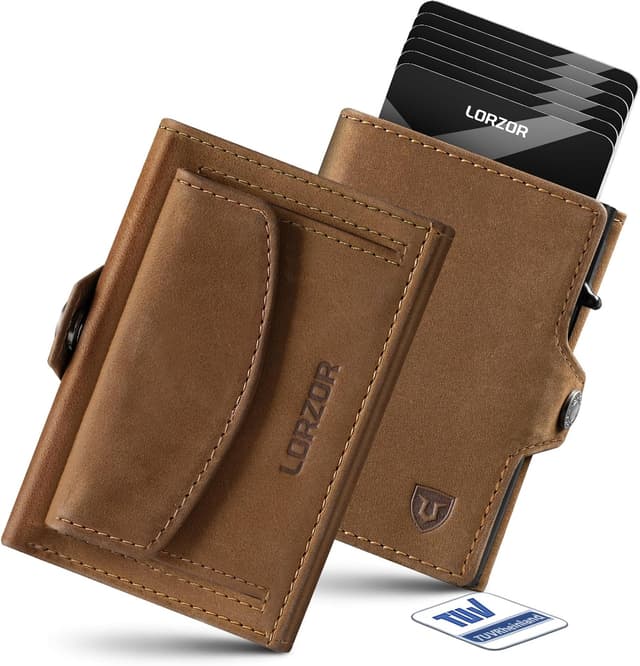 Detalle de LORZOR Slim Wallet XXl Münzfach 10+ Karten