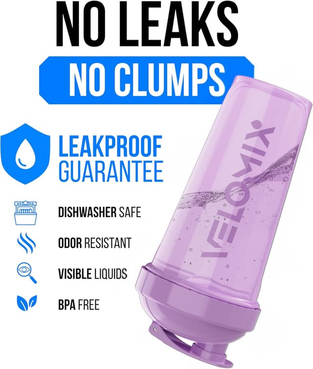Detalle de VELOMIX 6-Pack 828ml Protein Shaker Bottles with Wire Mixball (BPA-Free, Leak Proof)