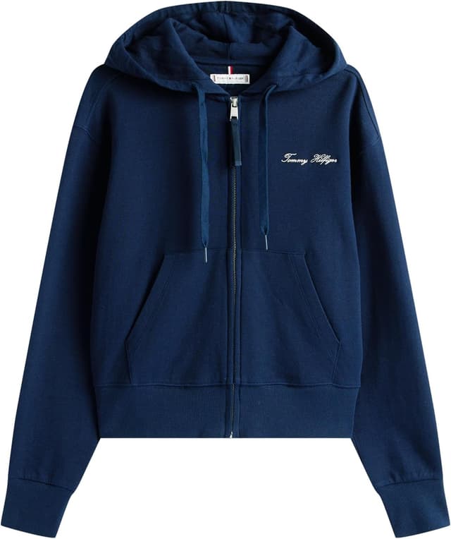 Detalle 2 de Tommy Hilfiger Women’s Script Reg Piqué Zip-up Hoodie (WW0WW45742)
