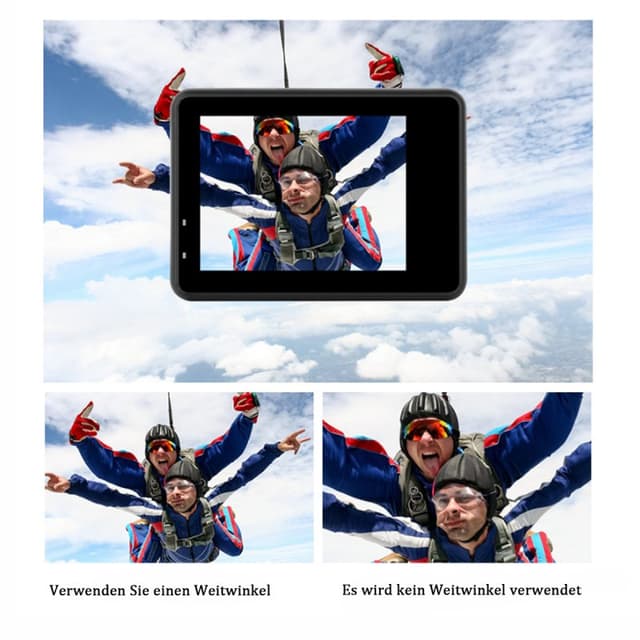 Detalle de Kinsi H16-5R Cámara deportiva Wi‑Fi exterior con mando remoto azul