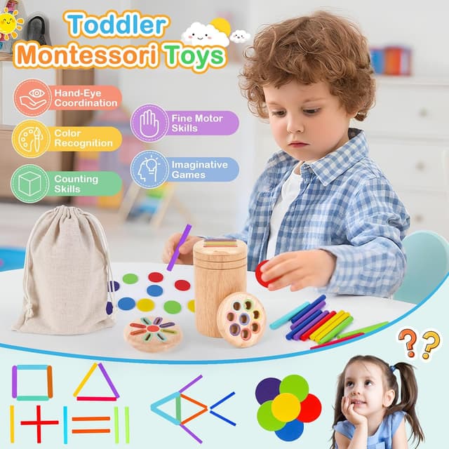 Detalle 2 de Montessori 3-in-1 wooden toy for 1 year olds