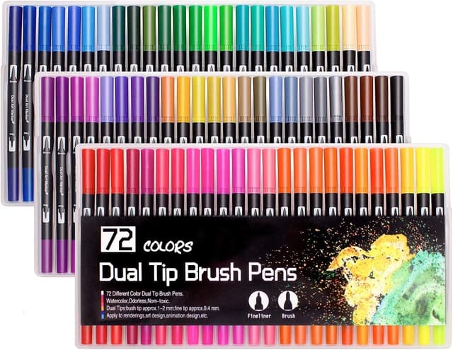 Detalle de Laconile 72 Colour dual‑tip brush pens for colouring 🎨